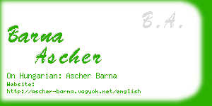 barna ascher business card